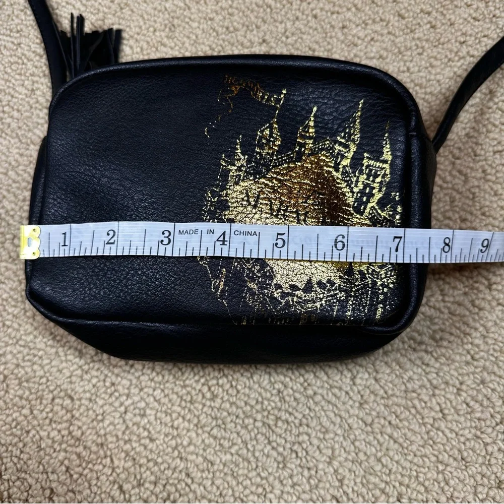 Harry Potter‎ Faux Leather Black Crossbody Bag with Yellow Marauder's Map Design